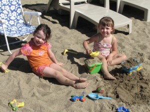 kids playing on our sandy Minnesota beach