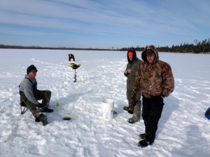 MN ice fishing on Bass Lake
