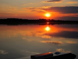 Sunset over Bass Lake at Wildwood Resort