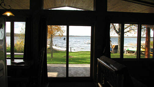 The view of Bass Lake from the wall of windows is spectacular!
