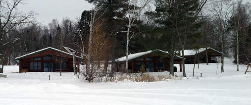 Basswood, Tamarack and Riverbirch Lodges in winter