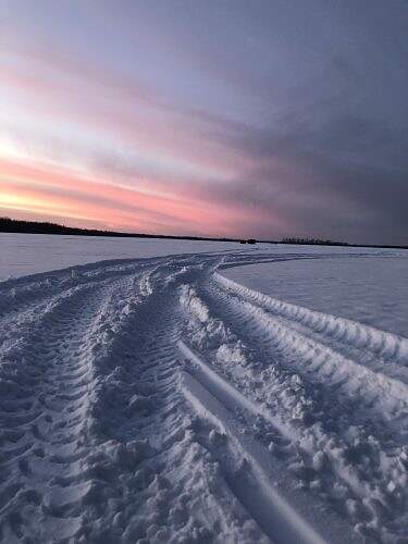 winter sunset over bass lake