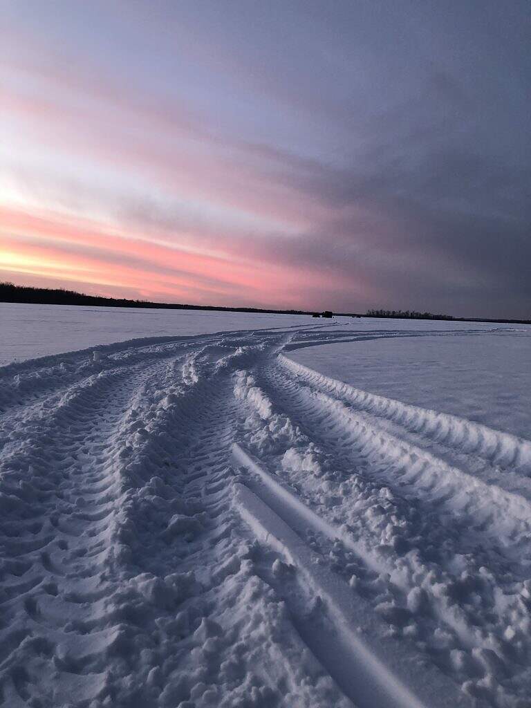 winter sunset over bass lake